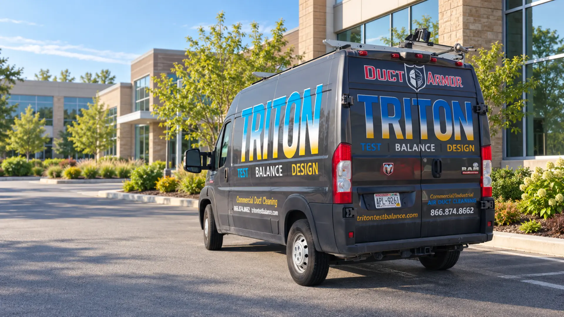 Triton hvac testing van at commercial building